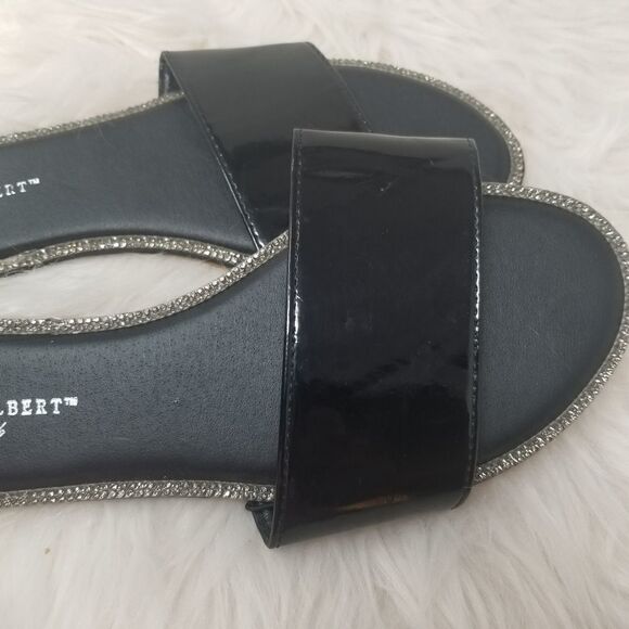Charles Albert BLACK Shiny Slides. SIZE 8 - Picture 9 of 10